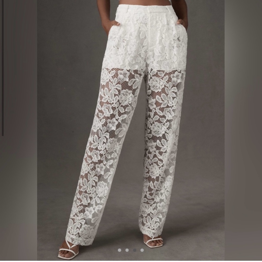 Ronny Kobo Collection White Wide Leg Lace Jumpsuit